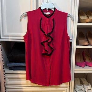 Calvin Klein Red Blouse with Black Trim